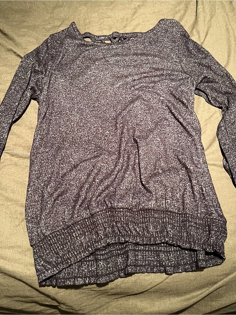 Cozy Heathered Scoop Neck Top - Purple